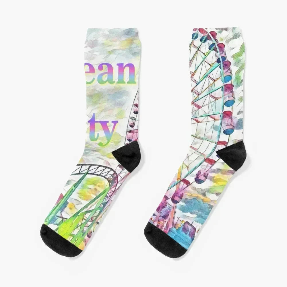 

Colorful Ocean City New Jersey Ferris Wheel Socks kids winter thermal funny sock christmas stocking Socks For Men Women's
