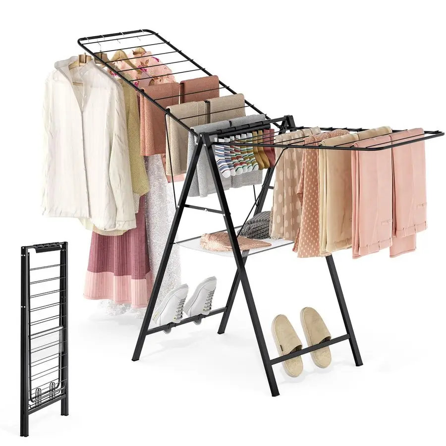 

Складная сушилка для одежды, металлическая сушилка для белья с регулируемыми по высоте перекладинами, ультратонкая сушилка для одежды, полотенец и свитеров