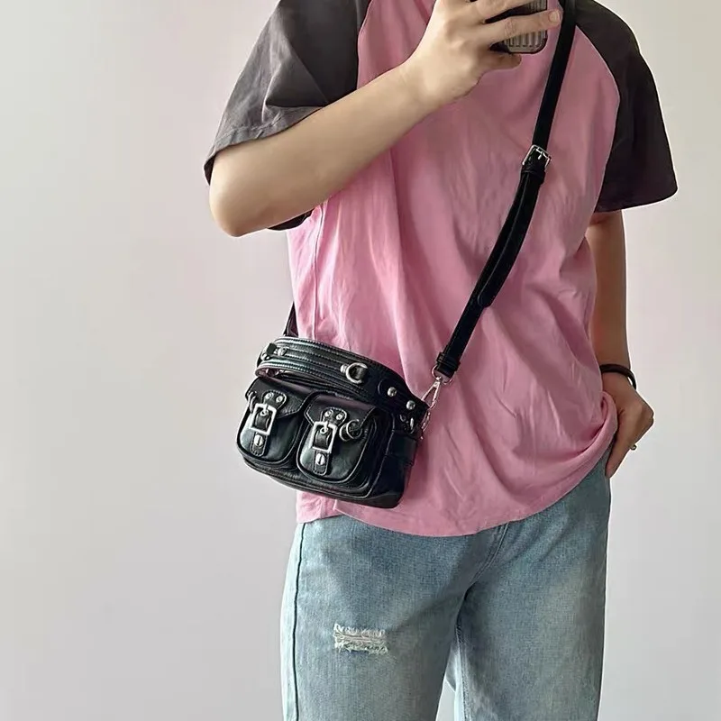 Fashion Handbags For Women PU Leather Ladies Shoulder Crossbody Bags small black Camera flap Bag