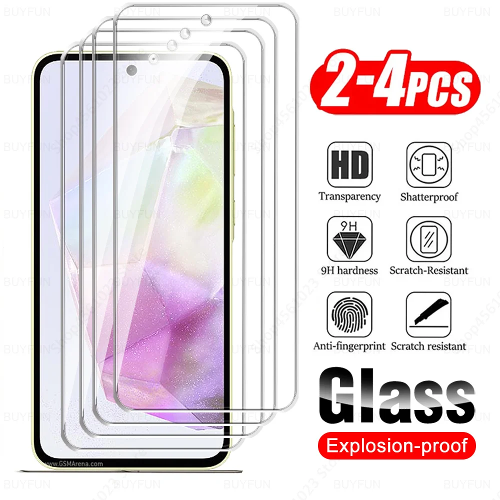 2/4 Stuks Voor Samsung Galaxy A35 5G Gehard Glas Screen Protector Voor Samsung A55 A35 A25 A15 A05 A05s A54 A34 A24 A14 A16 A06 4G