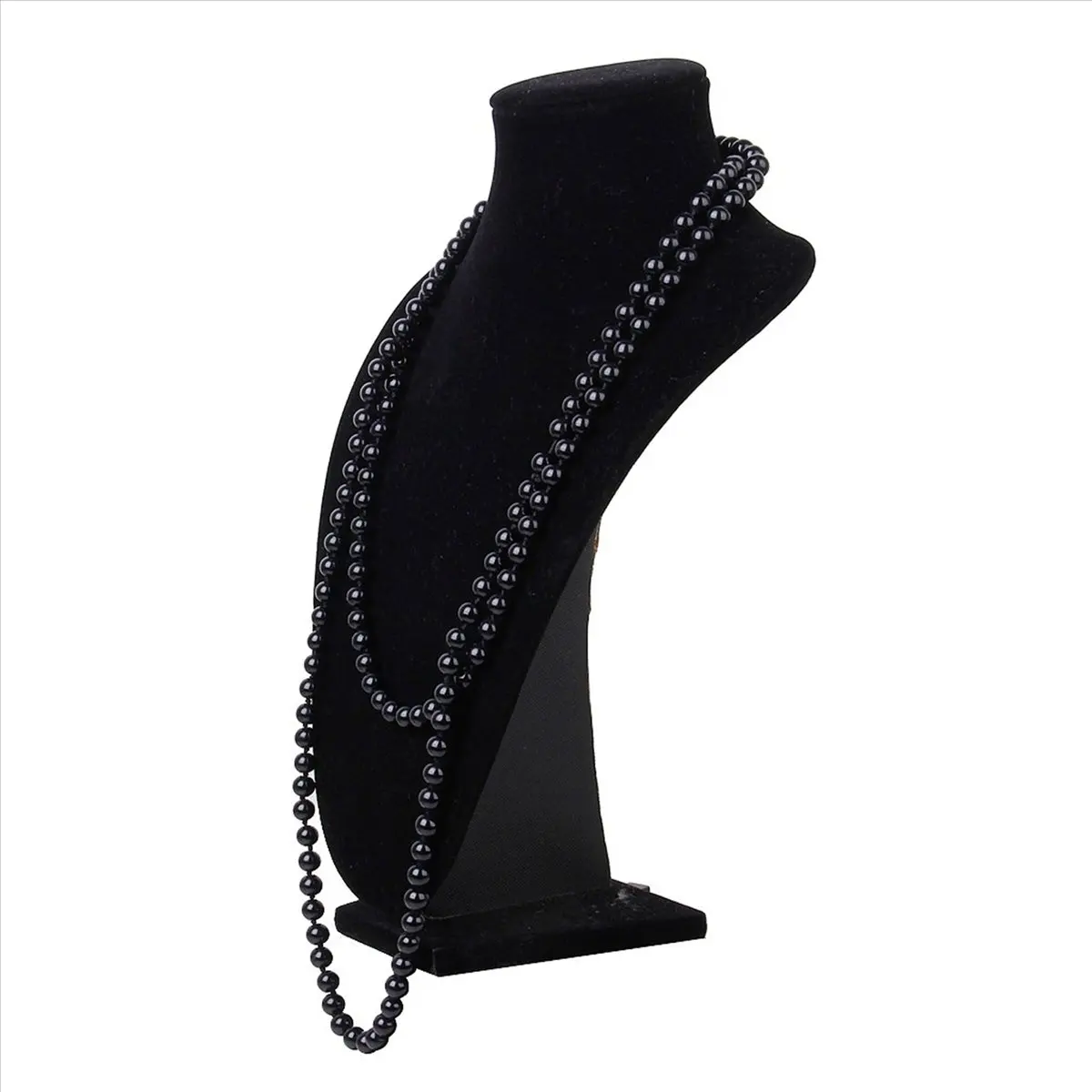 Learned- 3X Fashion Faux Pearl Long Sweater Chain Necklace--Black