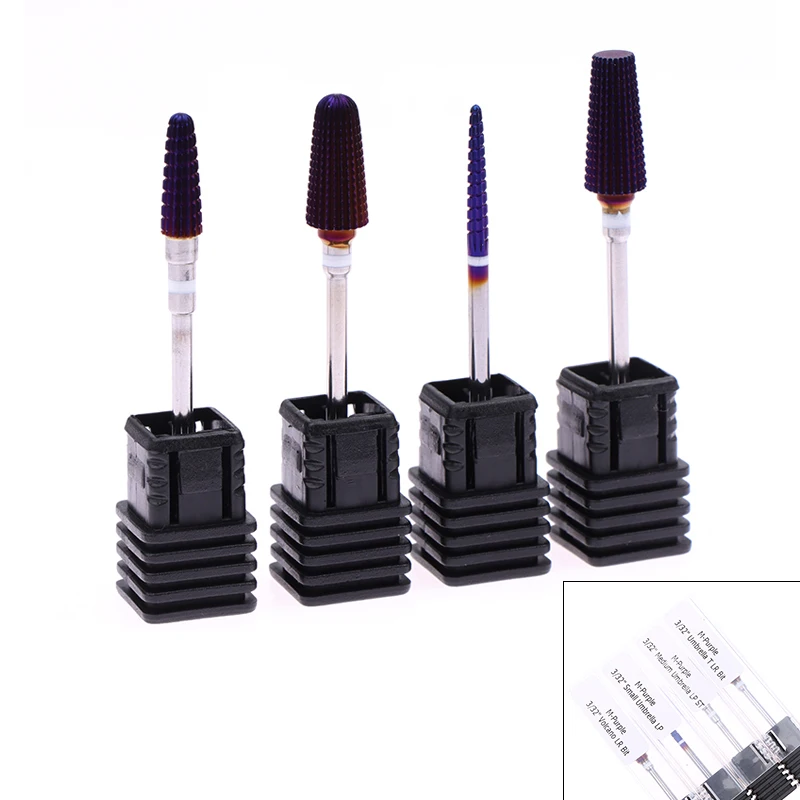 1Pc Conical Purple Whole Carbide Nail Drill Bits Nail Art Electric Drill Grinding Head Files Nail Art Tools Cut And Polish Tool