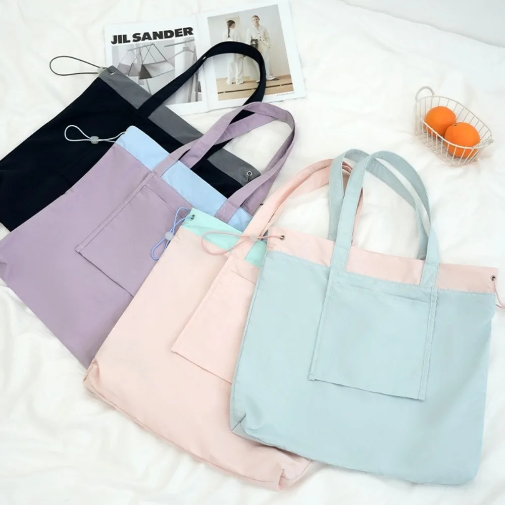 

Creative Reusable Foldable Shopping Bag with Drawstring Lightweight Shoulder Bag Waterproof Nylon Drawstring Handbag Travel