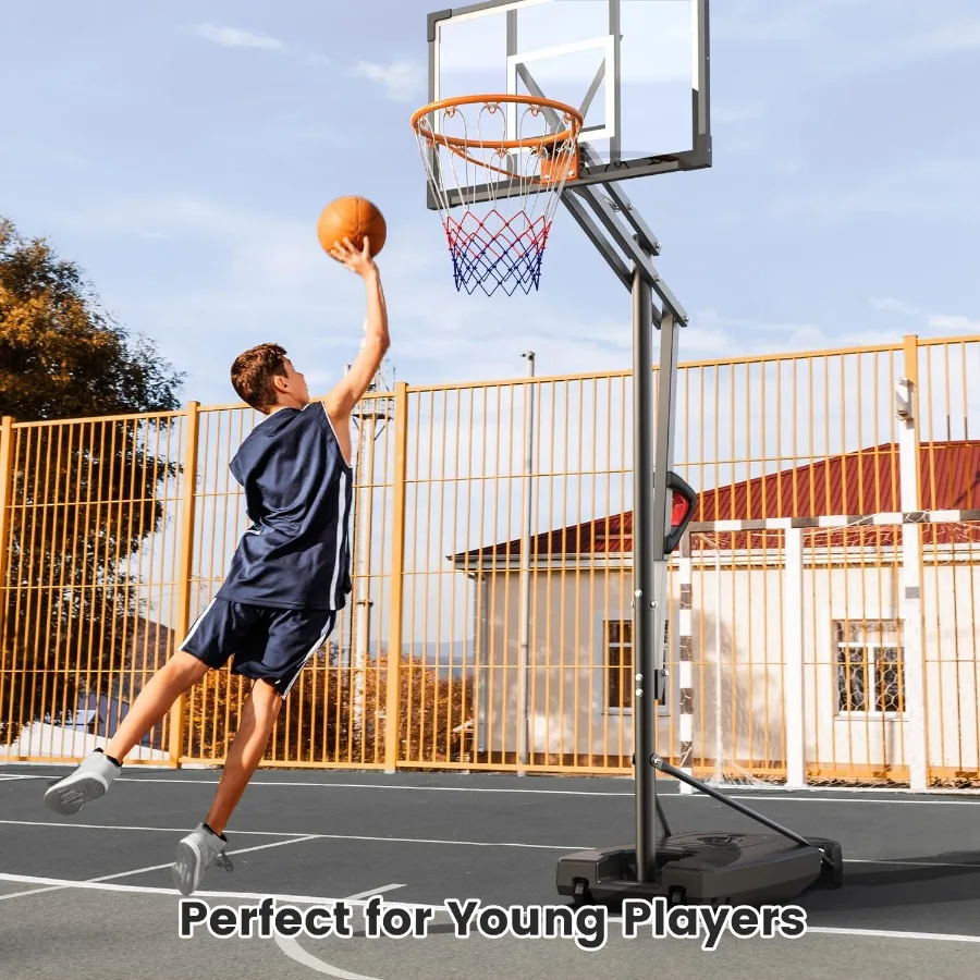كرة السلة هوب في الهواء الطلق ارتفاع 8.5ft قابل للتعديل الأطواق المحمولة الأهداف مع لوحة خلفية HDPE وعجلات ل/المراهقين/الكبار الفناء الخلفي