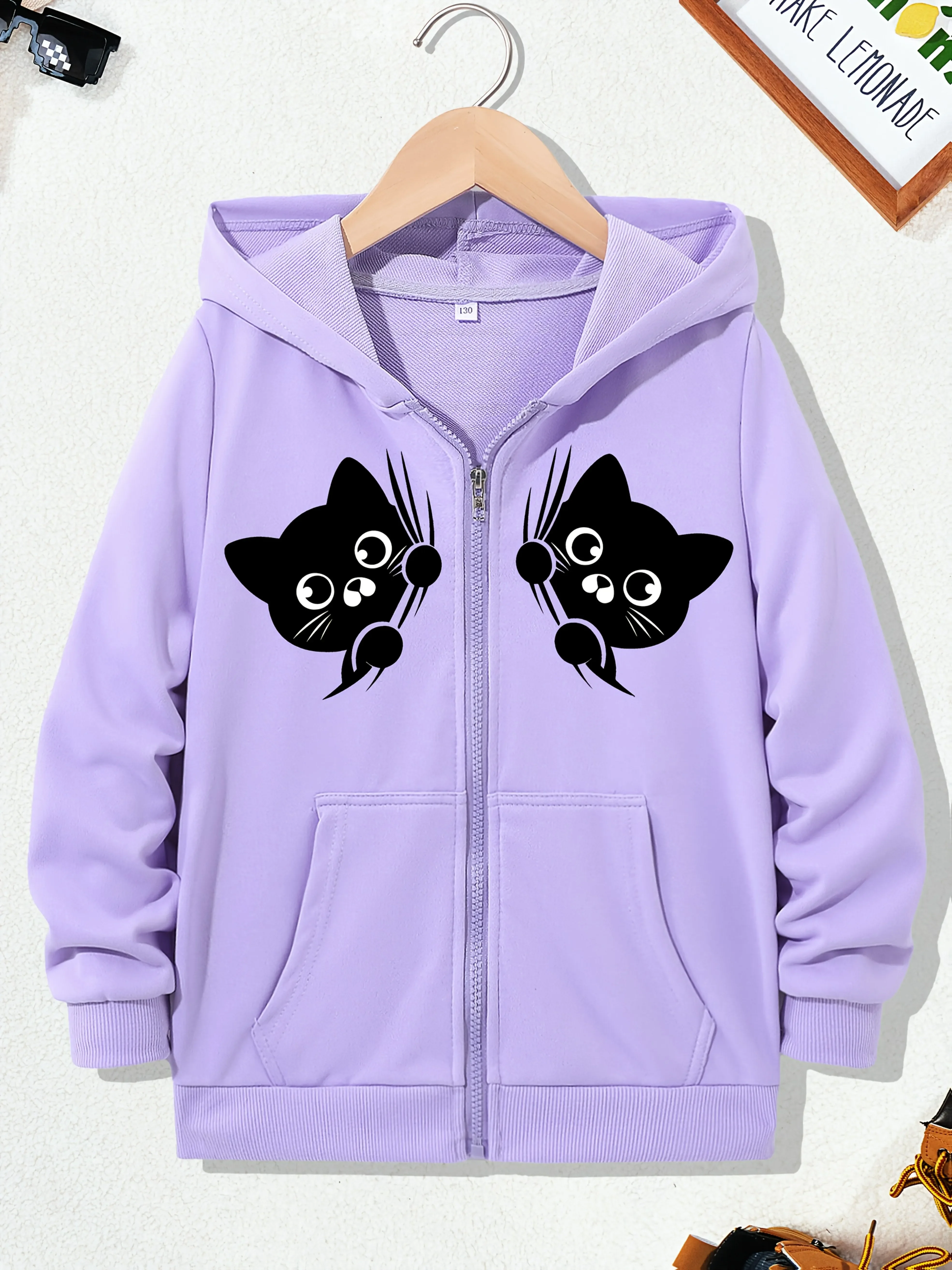 Boys Girls Grey Pink Butterfly Be Yourself Zip Up Sweatshirt Hoodie Teen Zipper Athletic Jacket Casual Autumn Winter Tops