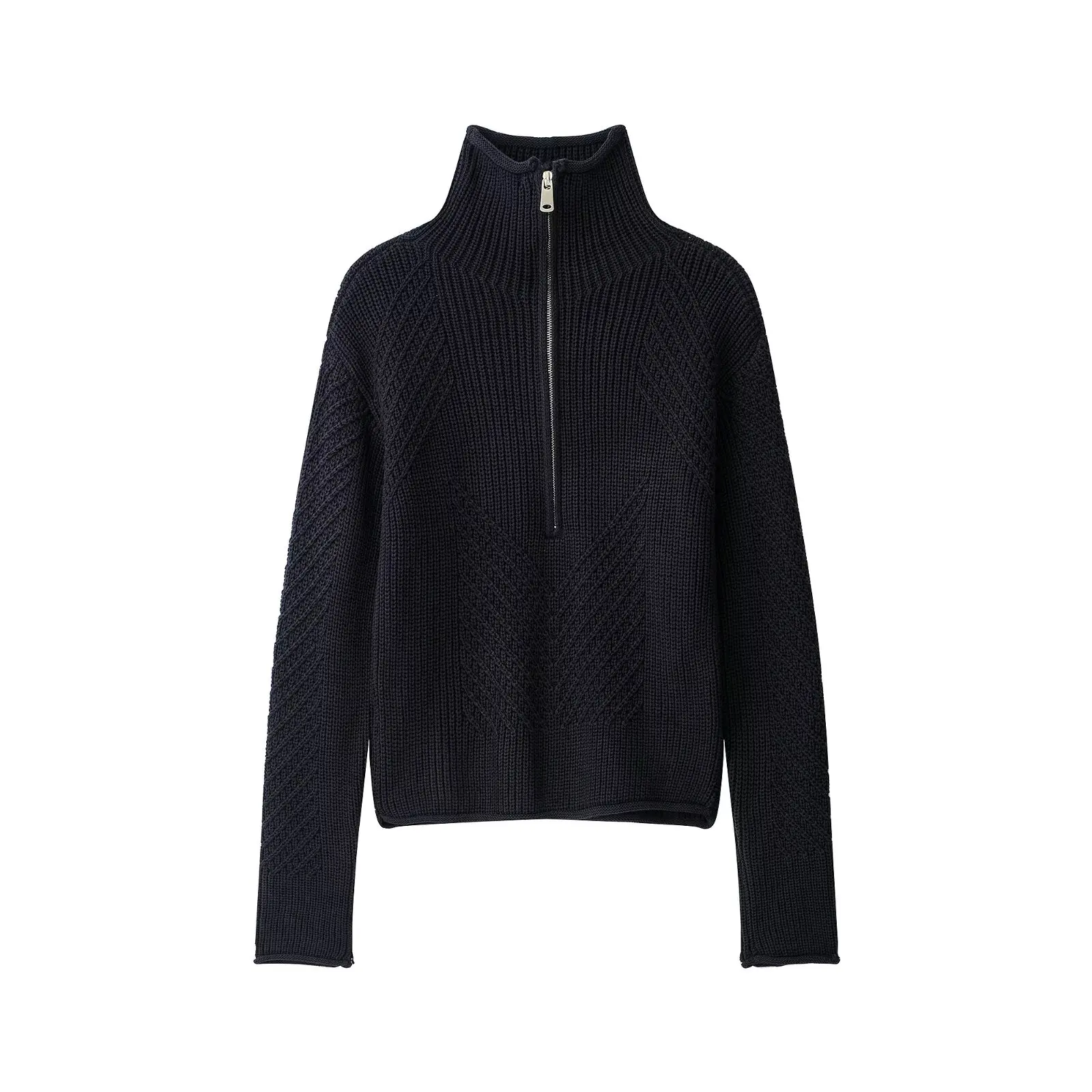 Fashionable Textured Knitwear ZR Autumn New Arrival Women's Versatile Design Polyester Fiber Casual Style Skin-friendly Breat...