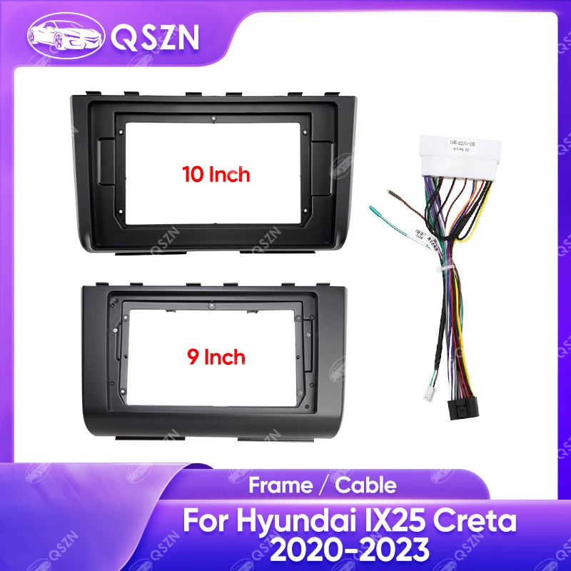 10INCH Car Radio Frame For HYUNDAI IX25 2020-2023 LHD/RHD Dashboard GPS Stereo Panel CD DVD Navigation Cables Harness Frame