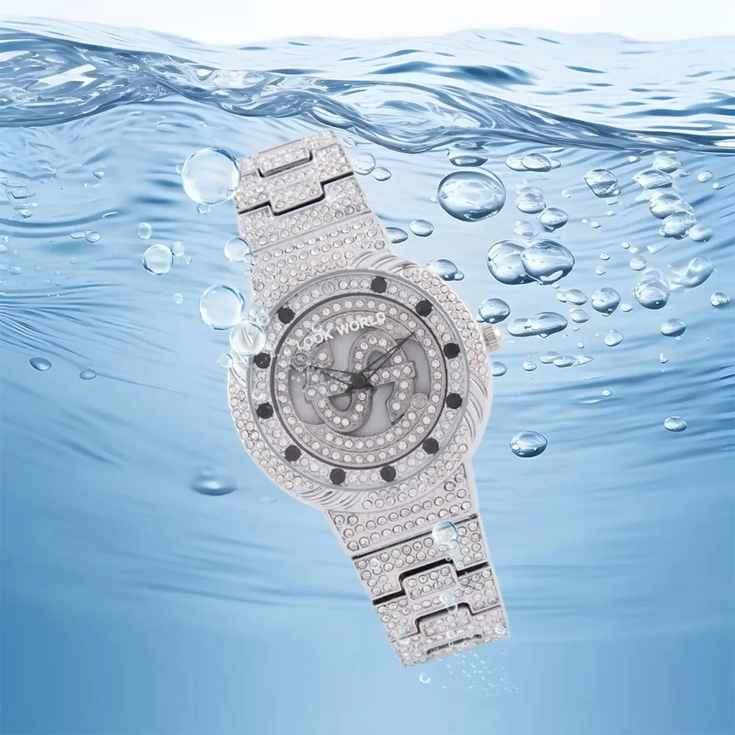 Fashionable and gorgeous quartz watch for women, with rhinestones and a rotatable dial, beautiful and light, 1pc
