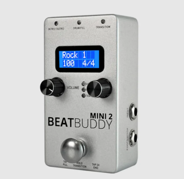 Singular Sound BeatBuddy Mini 2 portable drummer pedal with an on-screen visual metronome,volume wheel for elite performance