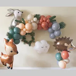 Jungle Safari Fox Balloons Cartoon Hedgehog Rabbit Animal Foil Balloon Birthday Party Decoration Baby Shower Retro Latex Globos