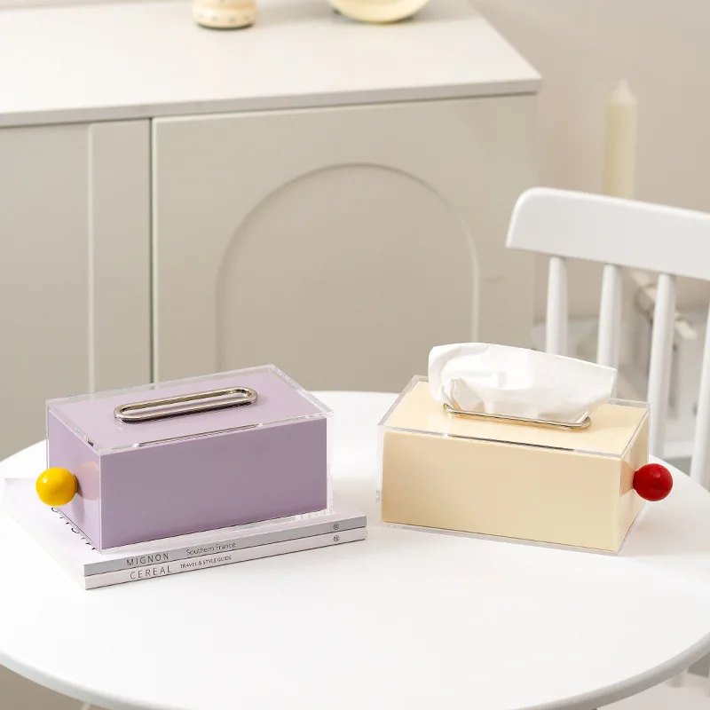 

ZML tissue box pumping carton household living room bedroom dining room coffee table with round handle storage box