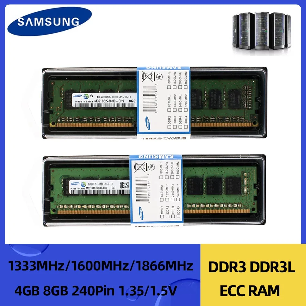 Память Samsung ECC RAM DDR3 DDR3L 1333 МГц 1600 МГц 1866 МГц Память рабочей станции PC3L PC3-12800E 1,35 В 1,5 В ECC Небуферированная оперативная память