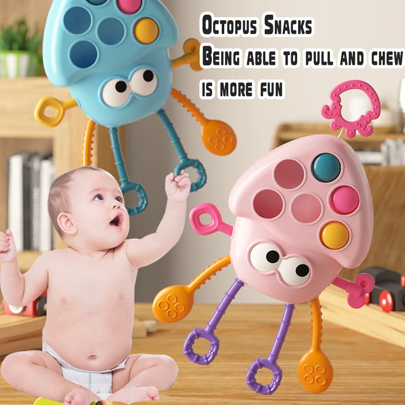 Baby Montessori octopus Toys Toddler Sensory Toys Travel Educational Learning Fine Motor Skills Pull String Toys For Kids Infant