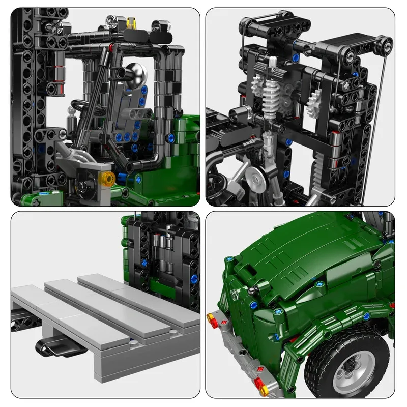 MOULD KING 20050 RC Heavy-Duty Forklift Building Block Set with Pallet, Technical Pick Up Truck Construction Toy for Adults