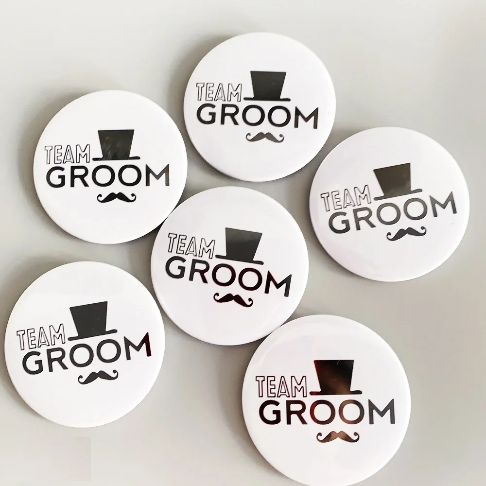 Bachelor Party Decoration Tinplate Badge Groom Badge White Team Groom Tinplate Badge wedding Accessory