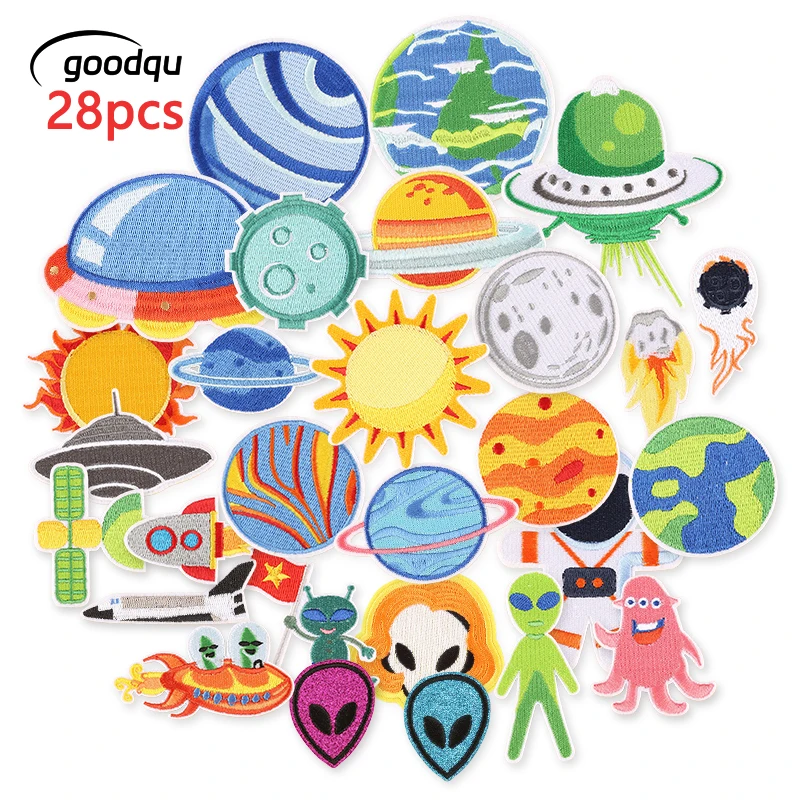 28 teile/los Space Star Patches Für Kleidung Kinder Jungen Eisen Auf Gestickte Jacken Rucksack Aufkleber Pack Diy Nähen Gemischte groß Parche – Detail 1