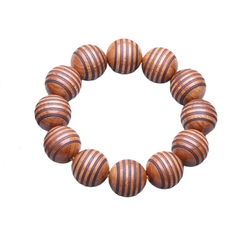 Naturholz Perle Frieden Symbol Charme Armband Herren Holz Frieden Symbol Perlen Armband Kette – Detail 4