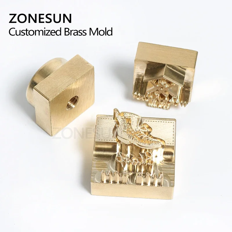 ZONESUN New 20mm thick Brass Leather Stamp Mold  Brand Logo Hot Stamping Emboss Brass Mold for Christmas DIY Gift