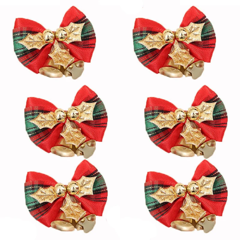 (10PCS)  5cm Bow Bells Decorations Christmas Tree New Year Holiday Party Decoration