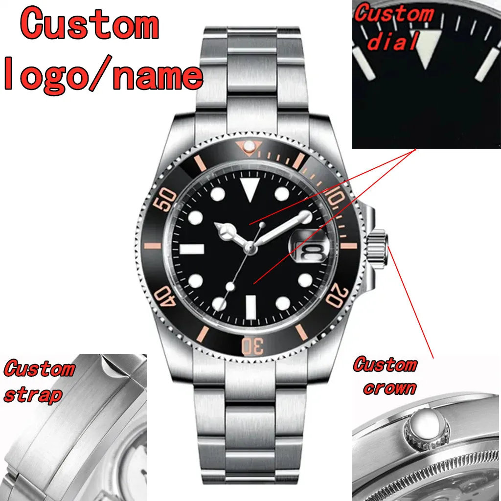 

Модные часы с индивидуальным логотипом/именем, механизмом NH35 40 мм, серебряным корпусом, роскошным сапфировым стеклом, асептическим циферблатом, керамическим безелем и циановым люминесцентным покрытием.