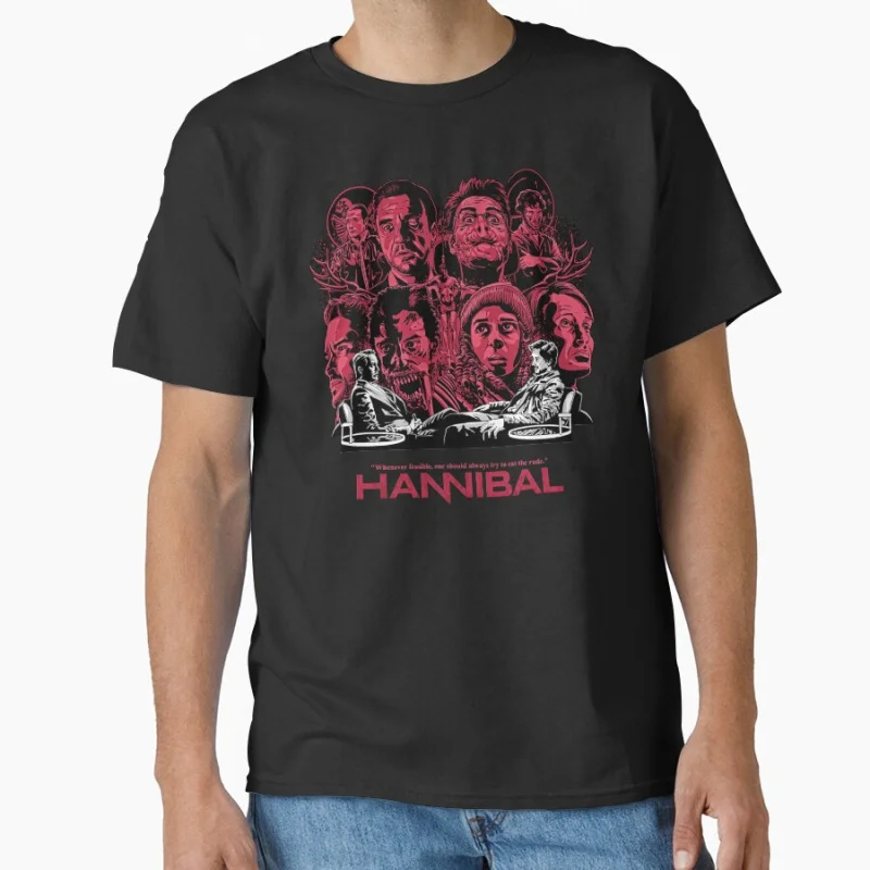 

Hannibal - Eat The Rude 80s vintage horror movie Hannibal scary film T-shirt for men Large size Adult Tops S-6xl
