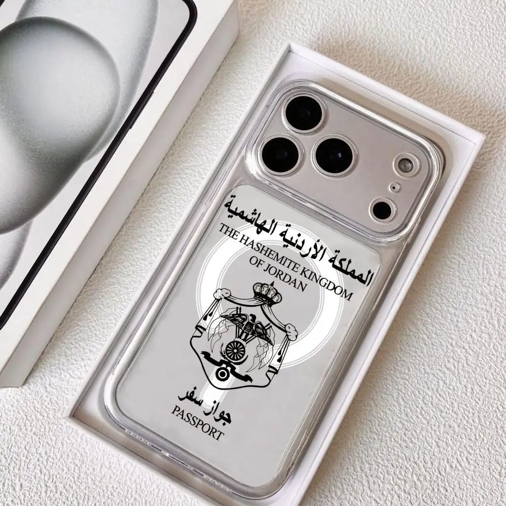 Funda para Teléfono Jordan Passport para iPhone 17 16 15 14 13 12 11 Pro Max Plus, Transparente, Magnética, Resistente a Golpes y Arañazos