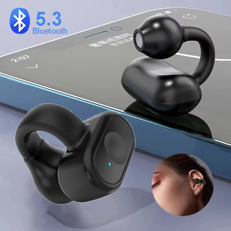 Ear-Clip Wireless Earphone HIFI Heavy Bass Surround Stereo Sound TWS Bluetooth 5.3 Headsets With Mic DT3.0 For Sports Game Music