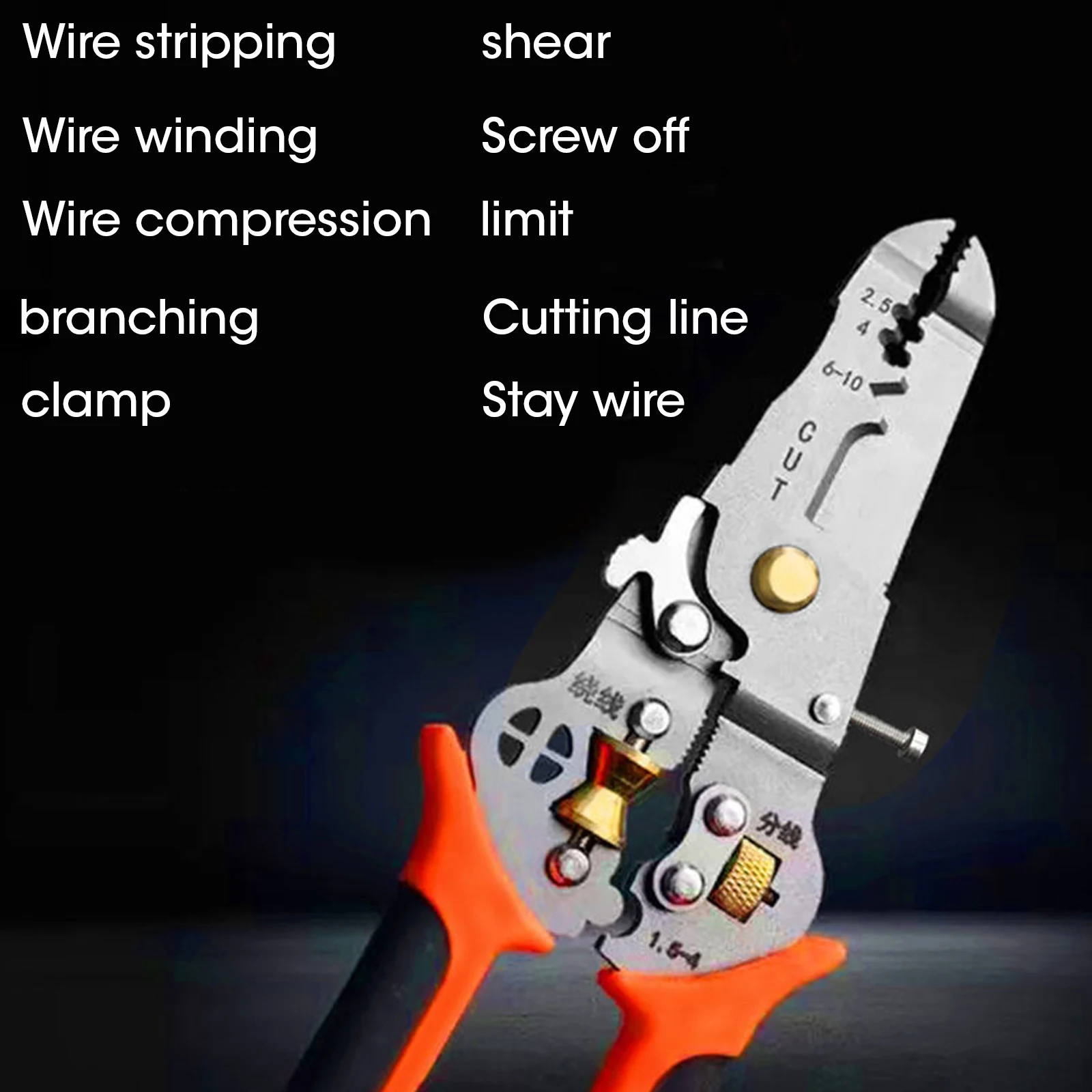 10 In 1 Stripping Pliers, Wire Stripper, Multifunctional Ring Crimper, Electrician\'s Network Cable Stripper, Wire Stripper Tools