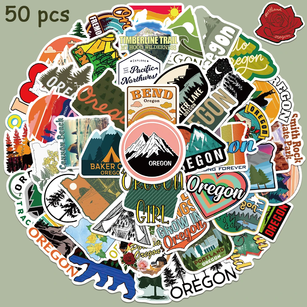 

50pcs Oregon Stickers Funny Graffiti Decals For Laptop Luggage Scrapbook Skateboard Phone Waterproof PVC Stickers