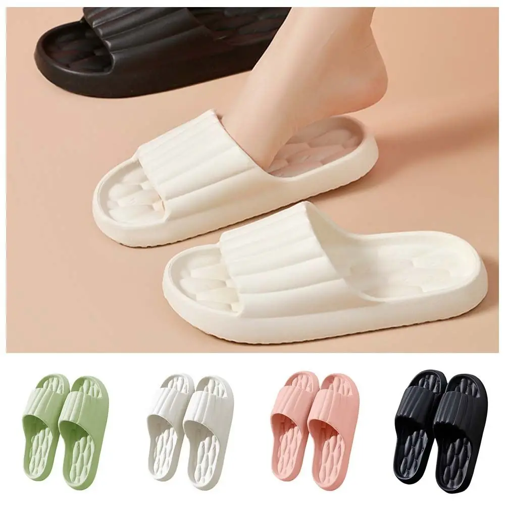 รองเท้าแตะแฟชั่นเกาหลี รองเท้าแตะพื้นหนา รองเท้าชายหาด พื้นนุ่ม รองเท้าแตะกันลื่น รองเท้าแตะสไลด์ สีดำ สีขาว สีชมพู สีเขียว
