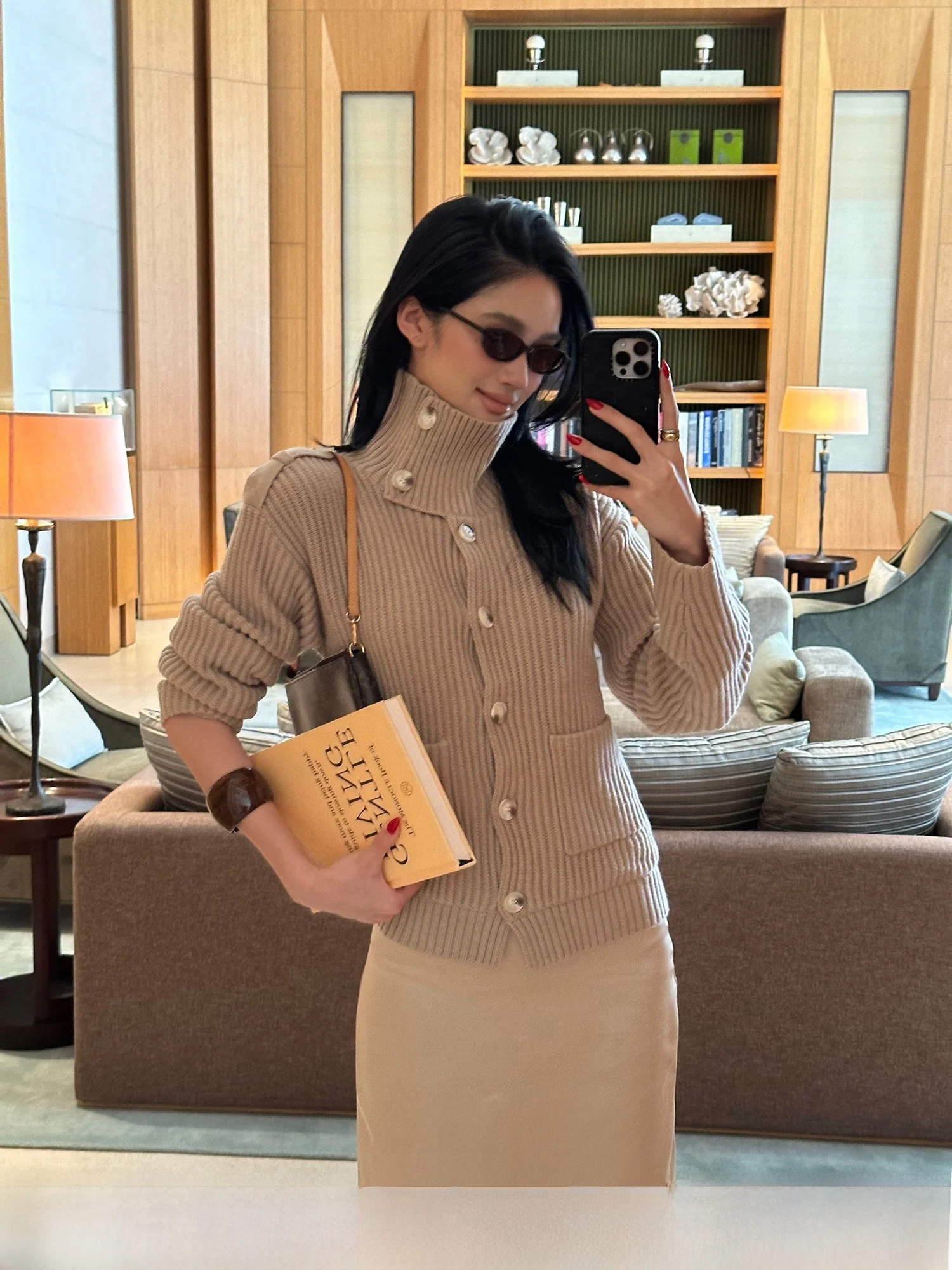 

Женский вязаный шерстяной свитер Rovente с высоким воротом, свободный утепленный зимний кардиган, простой теплый пушистый трикотаж с длинными рукавами