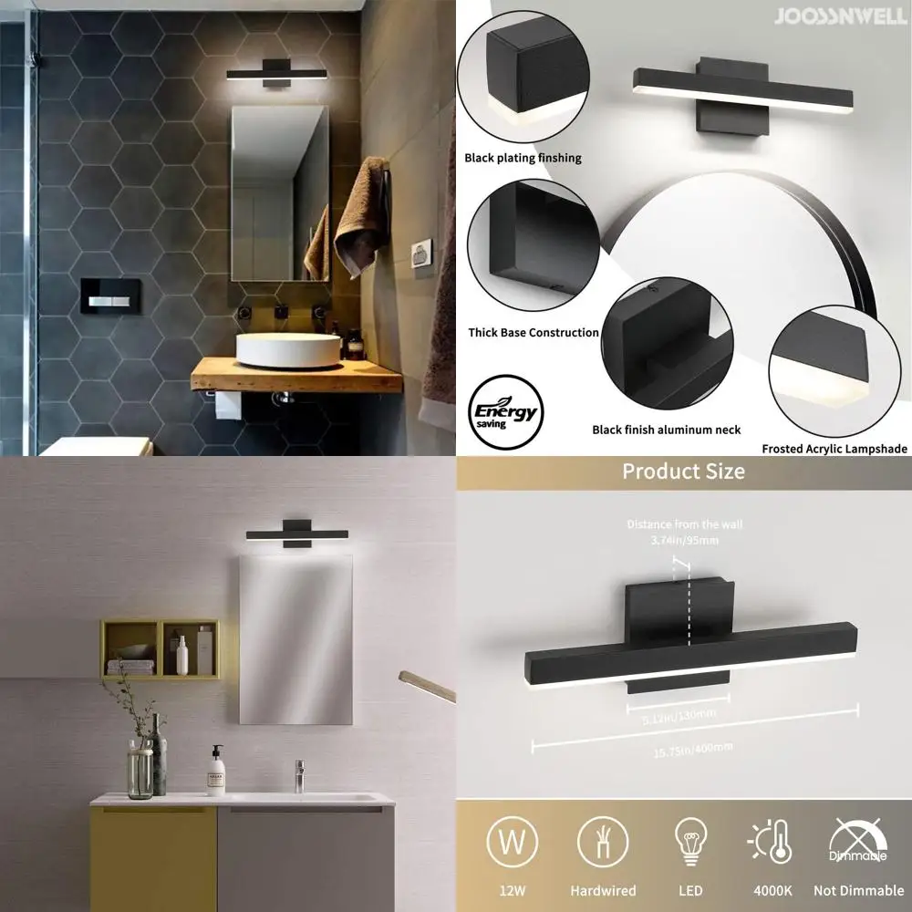 Современная черная светодиодная панель для туалетного столика 15,75, 12 Вт, 4000 К для ванной комнаты