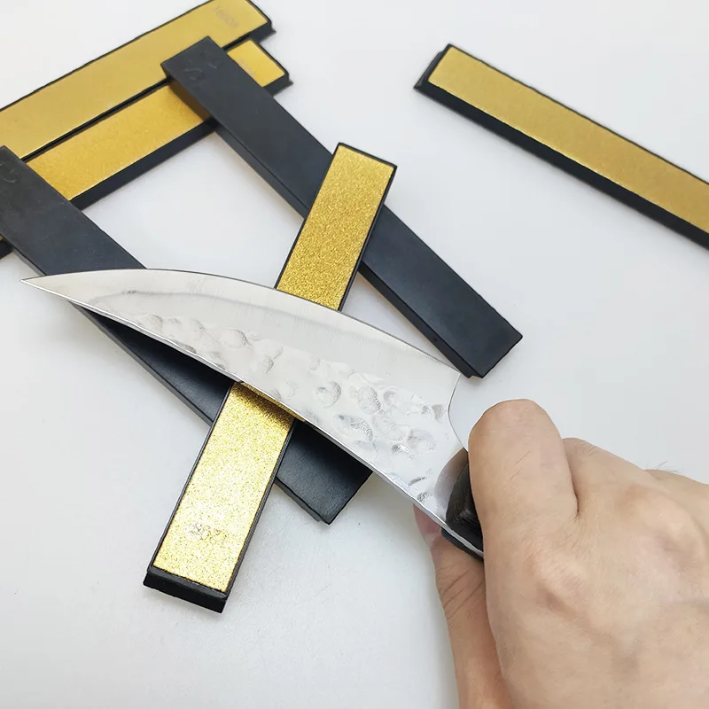 80#-1600# Multi Grit Golden Diamond Whetstone Fixed Angle Knife Sharpener Oil Stone Kitchen Honing Sharpening Tool