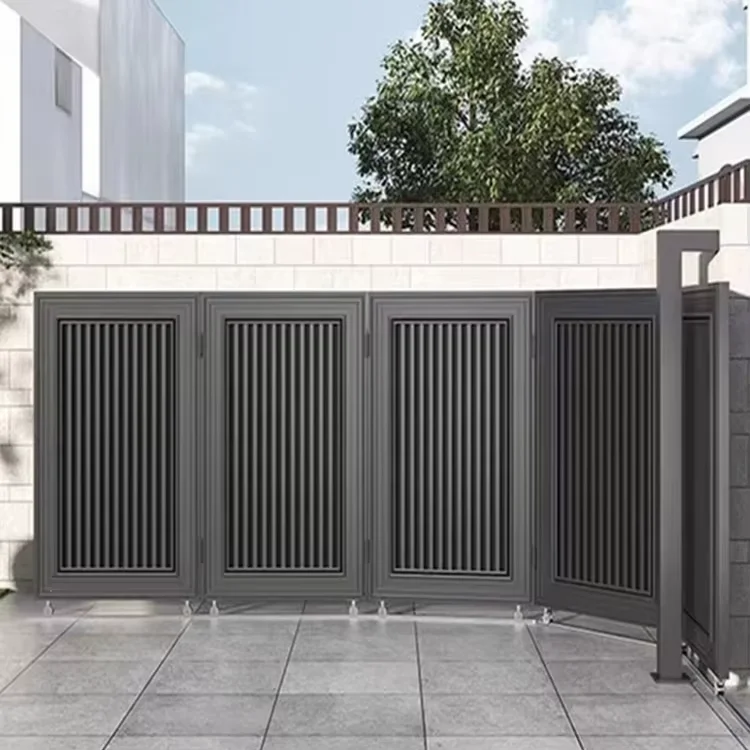 High Quality Automatic Sliding Fence Door Aluminum Alloy Driveway Gate Modern Villa Entrance Steering Door for Outdoor Courtyard