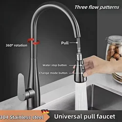 Grifo extensible de cascada para fregadero de cocina, llave monomando para fregadero Gourmet, mezclador de piscina para lavandería