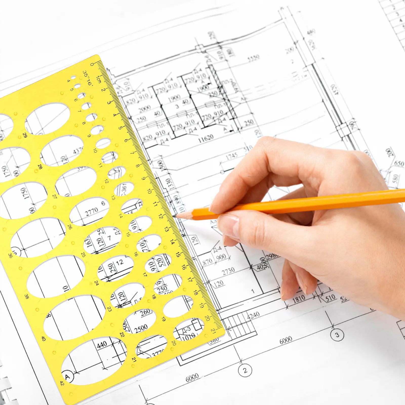 Professional Ellipse Drafting Ruler Set Transparent Geometric Drawing Template for Architecture Art Design School Office Use