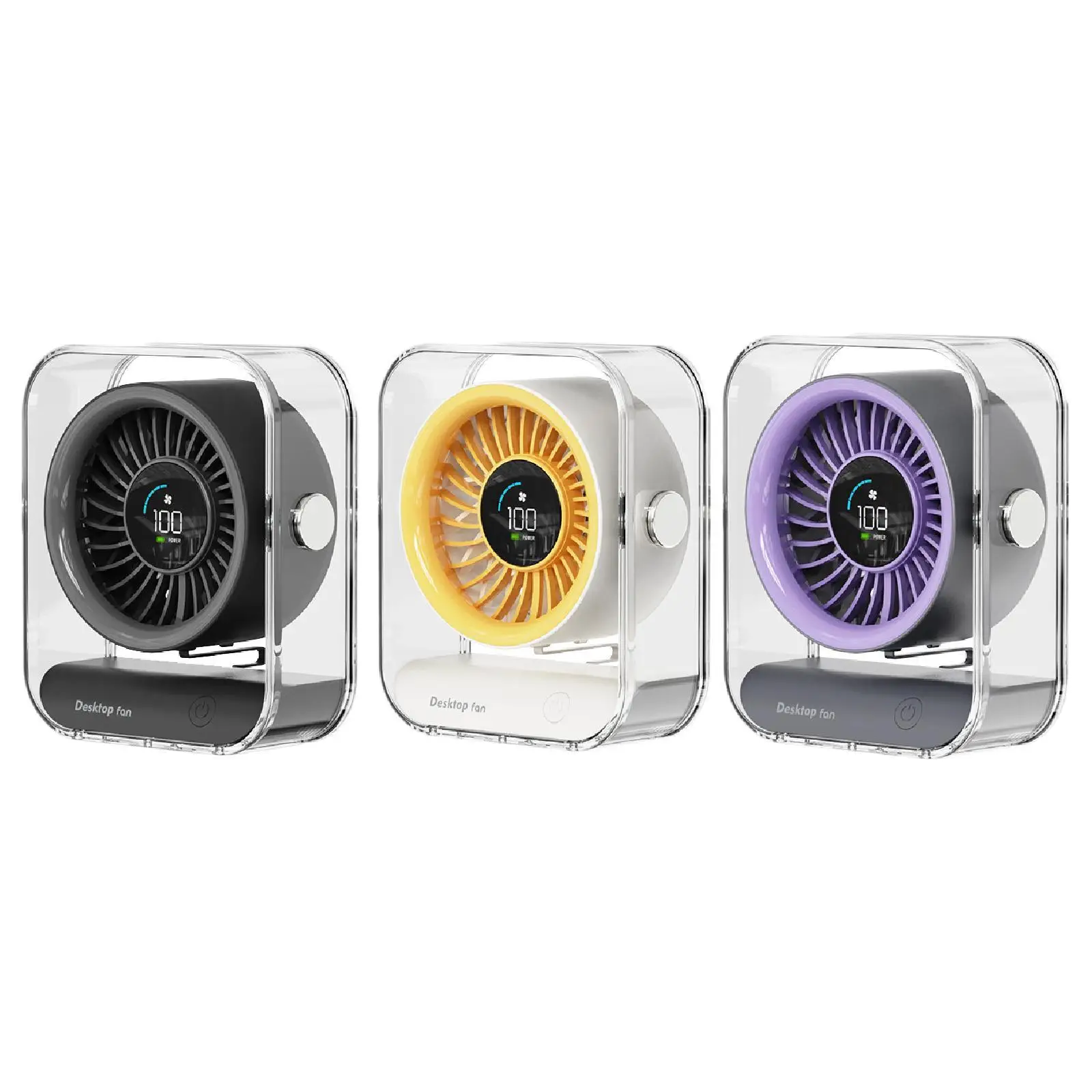 พัดลมตั้งโต๊ะขนาดเล็กจอแสดงผลดิจิตอล LED ขนาดกะทัดรัด 100 เกียร์ปรับพัดลมตั้งโต๊ะขนาดเล็กสําหรับโฮมออฟฟิศโต๊ะเดินทางในร่มกลางแจ้ง