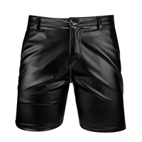 Men's Leather Shorts Elastic Fashion PU Leather Short Pants Dance & Party