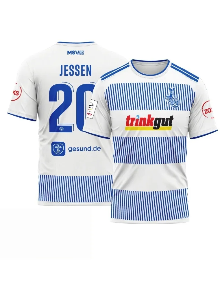 26-27 Neues MSV Duisburg Herren-Fußballtrikot 3D-Druck Y2K Schnelltrocknendes Freizeit-T-Shirt Geeignet für Alltag und Training