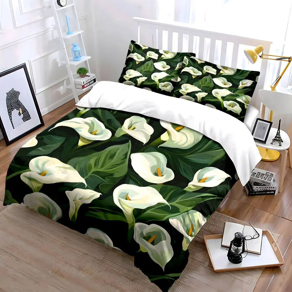 

"Elegant Calla Lily 3pc Set" Suitable for home decor. Exquisite three-piece bedding set gift for kids and adults