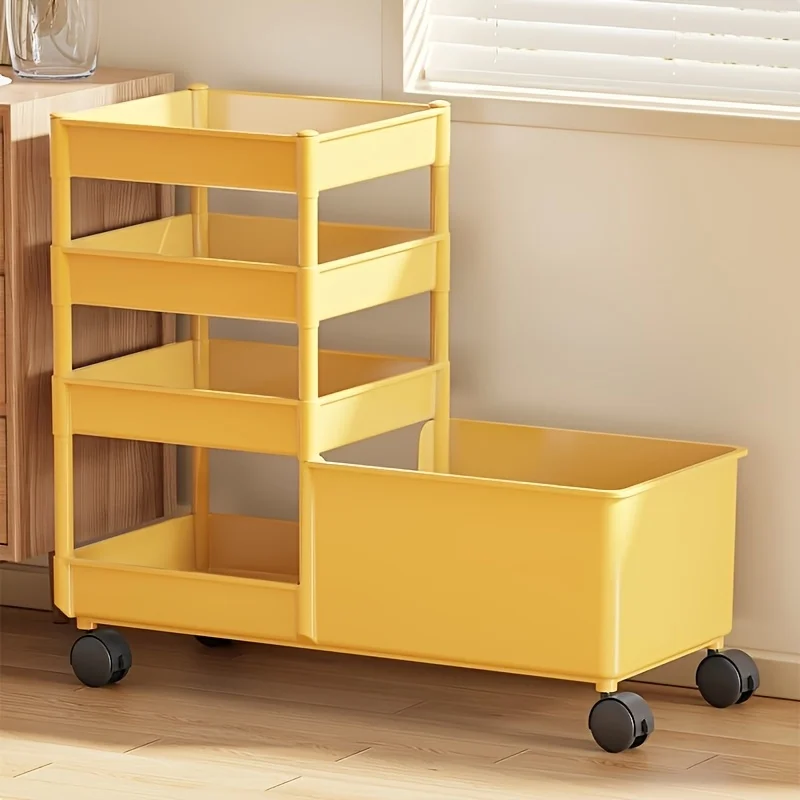 

Toilet and bathroom storage, 360-degree rotating plastic cart with brakes and wheels, suitable for cosmetics, toothbrush holder