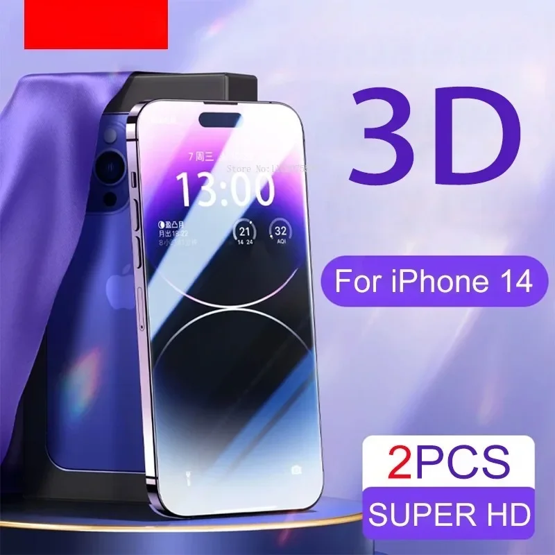 2Pcs 3D Curved Tempered Glass For iPhone 14 Pro Max 13 12 Mini 11 15 Pro Screen Protector For IPhone XR XS Max 7 8Plus Glass