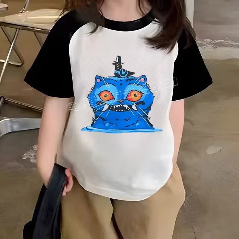 

Anime K-POP Demon Cartoon Print T-shirt Hunters Girl Group Children Short Sleeve Fashion Round-neck T-shirt Summer Cotton Tee