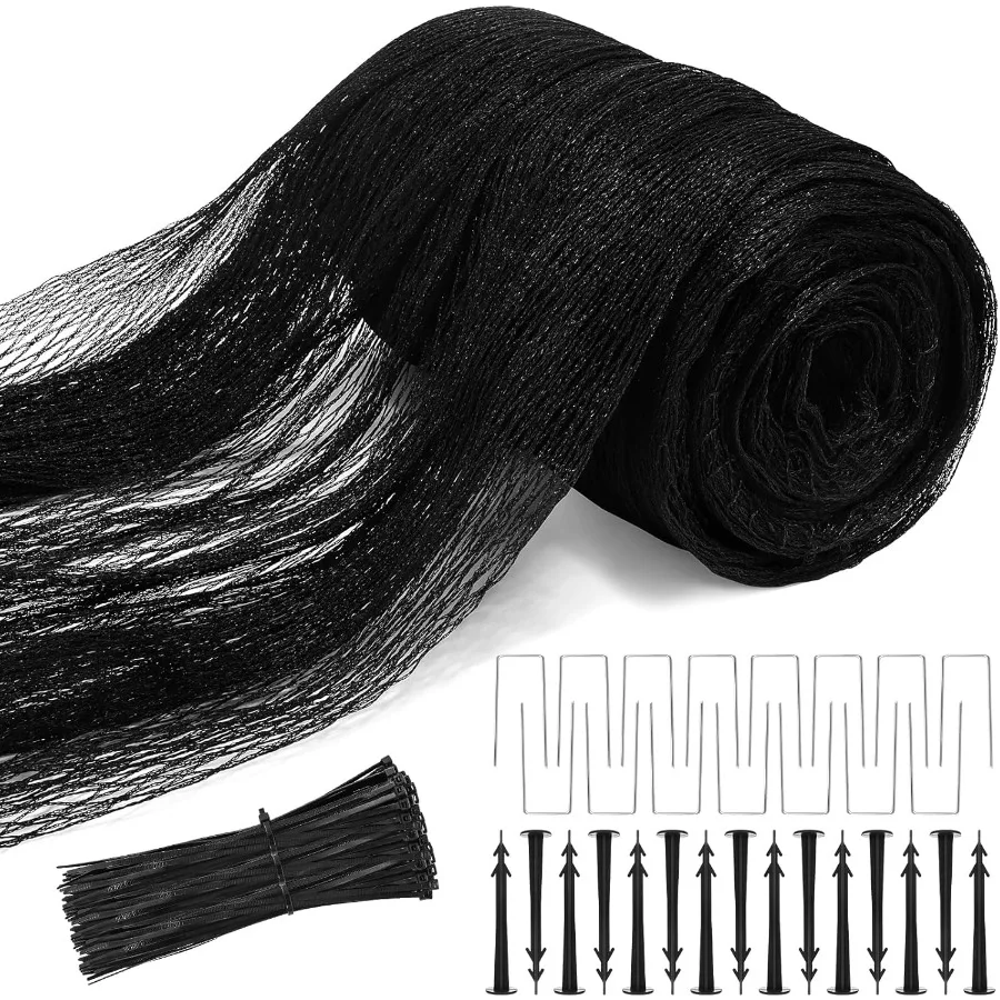 

Сверхмощная сетка для пруда 28x30 футов для наружных прудов и прудов кои с 30 кольями Прочная сетчатая сетка для защиты рыбы