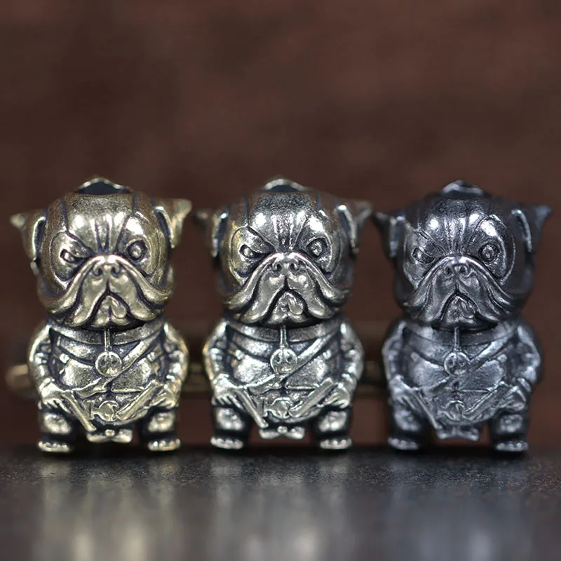 EDC DIY French Bulldog Dog Police Knife Beads Pendant Jewelry Vintage Brass Puppy Paracord Accessories Backpack Lanyard Decors