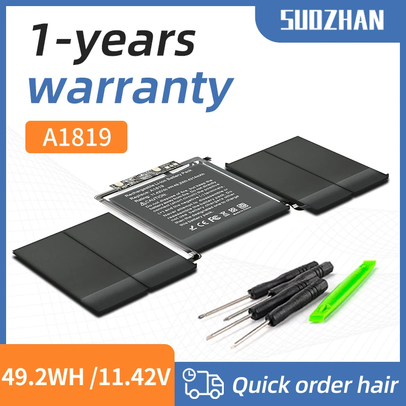

SUOZHAN NEW A1819 A1706 Laptop Battery For Apple MacBook Pro 13'' Touch Bar A1706 2016 2017 EMC 3071 EMC 3163 MLH12LL/A