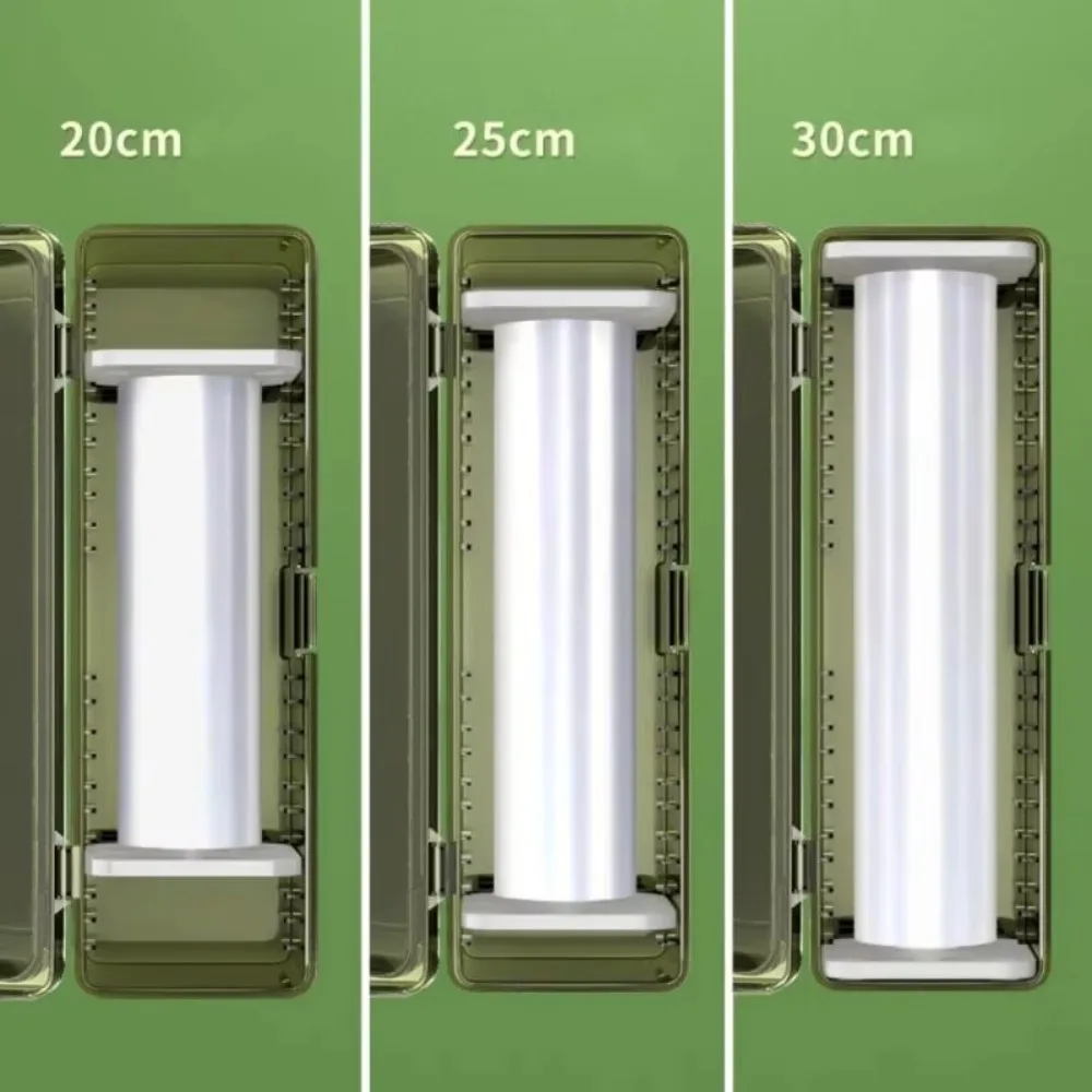 Plastic Cling Wrap Dispenser Refillable with Suction Cups Cling Film Cutter Box Universal Cling Film Organizer Baking Parchment