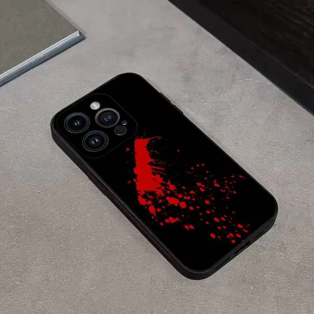 حافظة هاتف HALLOWEEN BLOODY SPLATTER لهاتف iPhone 17,16,15,14,13,12,11 Plus,Pro Max,XS,X,XR,SE,Mini,8,7,غطاء أسود من السيليكون الناعم