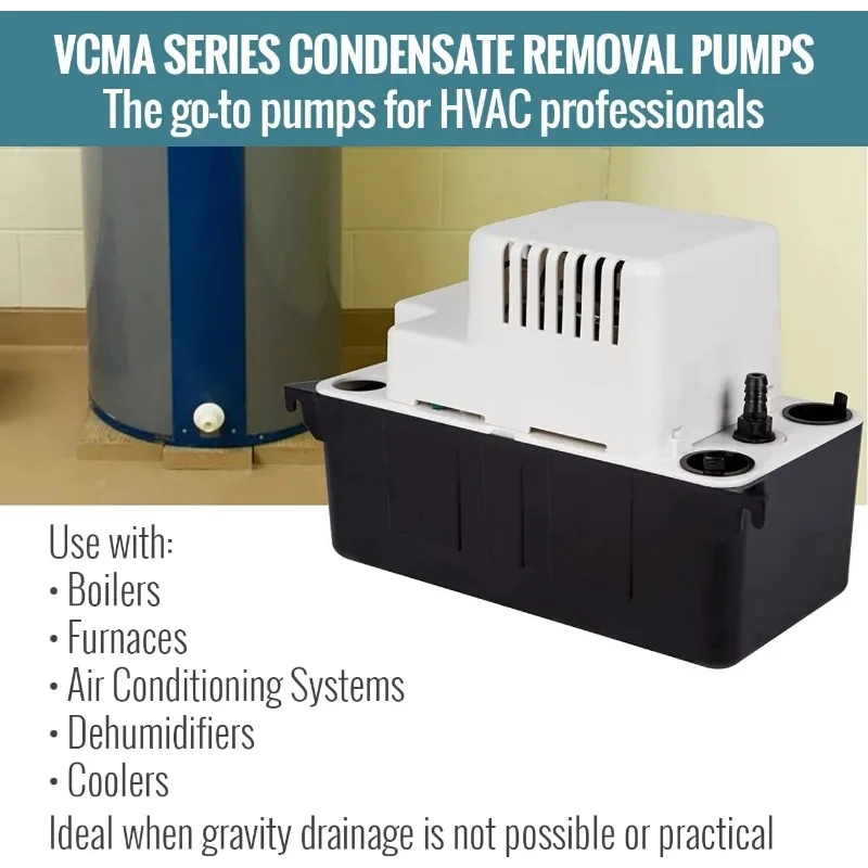 VCMA-15ULS 115 Volt, 65 GPH, 1/50 Automatic Condensate Removal Pump with Safety Switch, White/Black, 554405