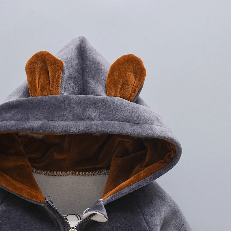 Kinder Mädchen Fleece-Gefütterter Plüsch-Teddybär-Hoodie Bärenpfoten-Hosenanzug Kinder Warmer Winteranzug 80-120 – Detail 4